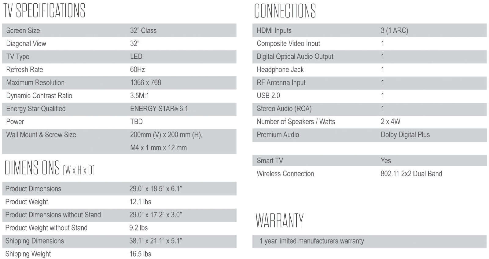 TCL 32” S4610R LED HD Roku TV 