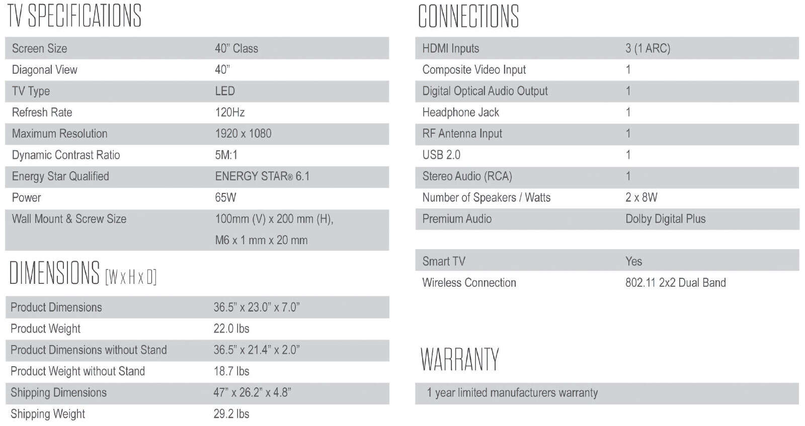 TCL 40” S4610R LED HD Roku TV 