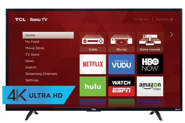 TCL 43” UP120 4K UHD LED Roku Smart TV - Front View