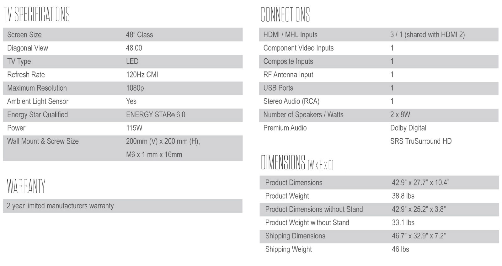 TCL LED HDTV - LE48FHDF3310